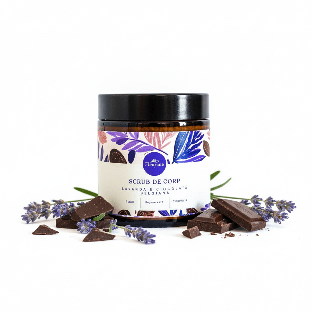 Scrub de Corp cu Lavanda & Ciocolata Belgiana – Exfoliere Delicata - Fleurane.ro