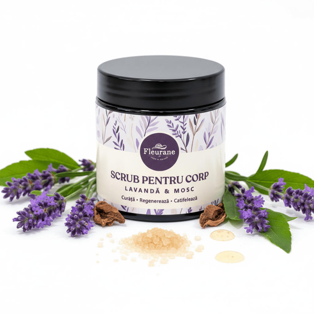 Scrub de Corp cu Lavanda & Mosc – Exfoliere si Relaxare - Fleurane.ro