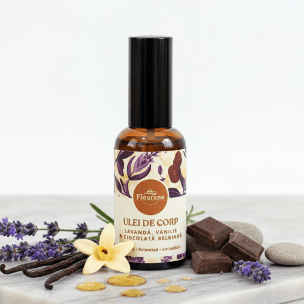 Ulei de corp cu Lavanda, Vanilie si Ciocolata Belgiana - Fleurane.ro