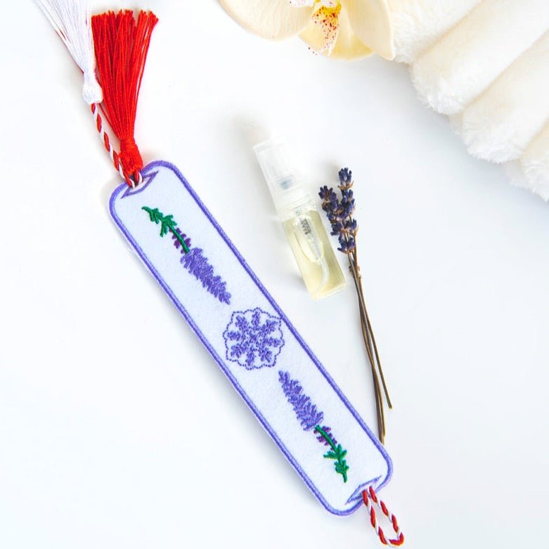 Bratara - martisor brodata si ulei esential de lavanda 3 ml - Fleurane.ro