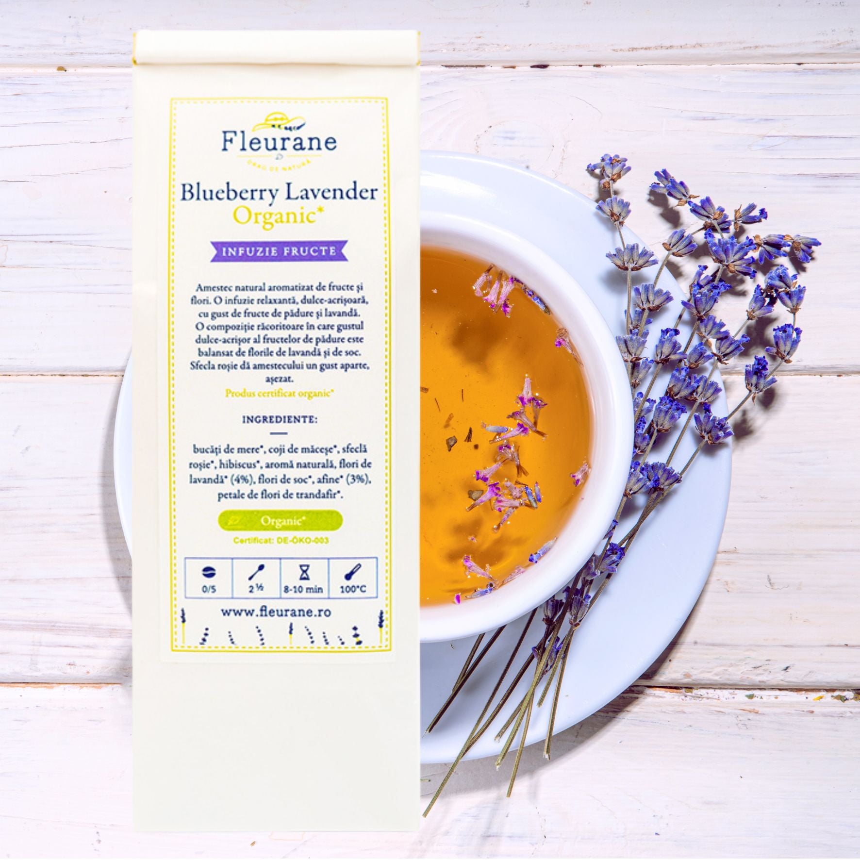 Ceai de Lavanda Organic Blueberry Lavender – Relaxare si Rasfat - Fleurane.ro