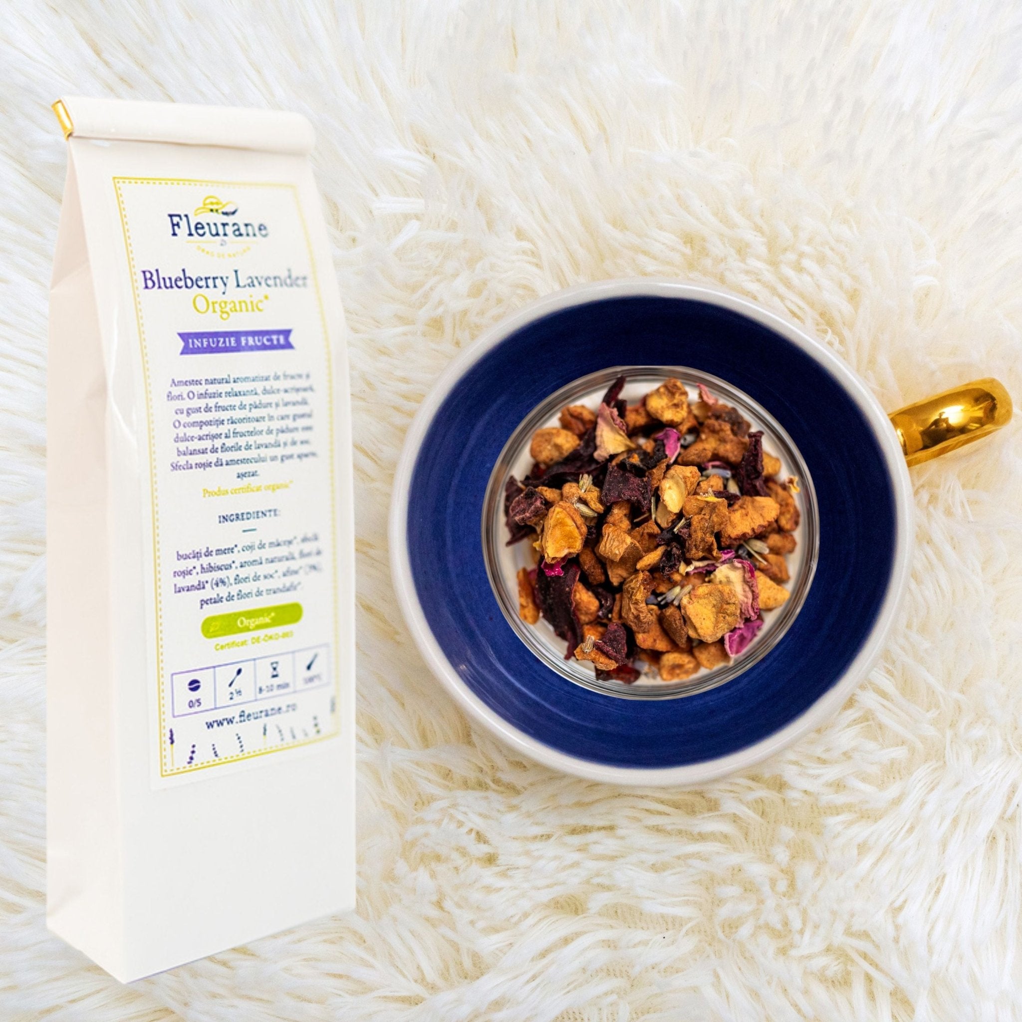 Ceai de Lavanda Organic Blueberry Lavender – Relaxare si Rasfat - Fleurane.ro