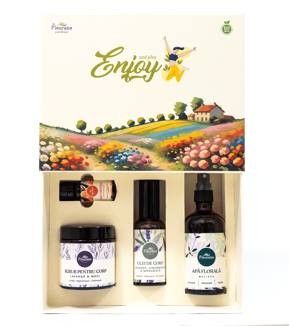 Set Cadou Enjoy - Cosmetice Naturale cu Lavandă, Portocală, Melissa si Lemongrass - Fleurane.ro