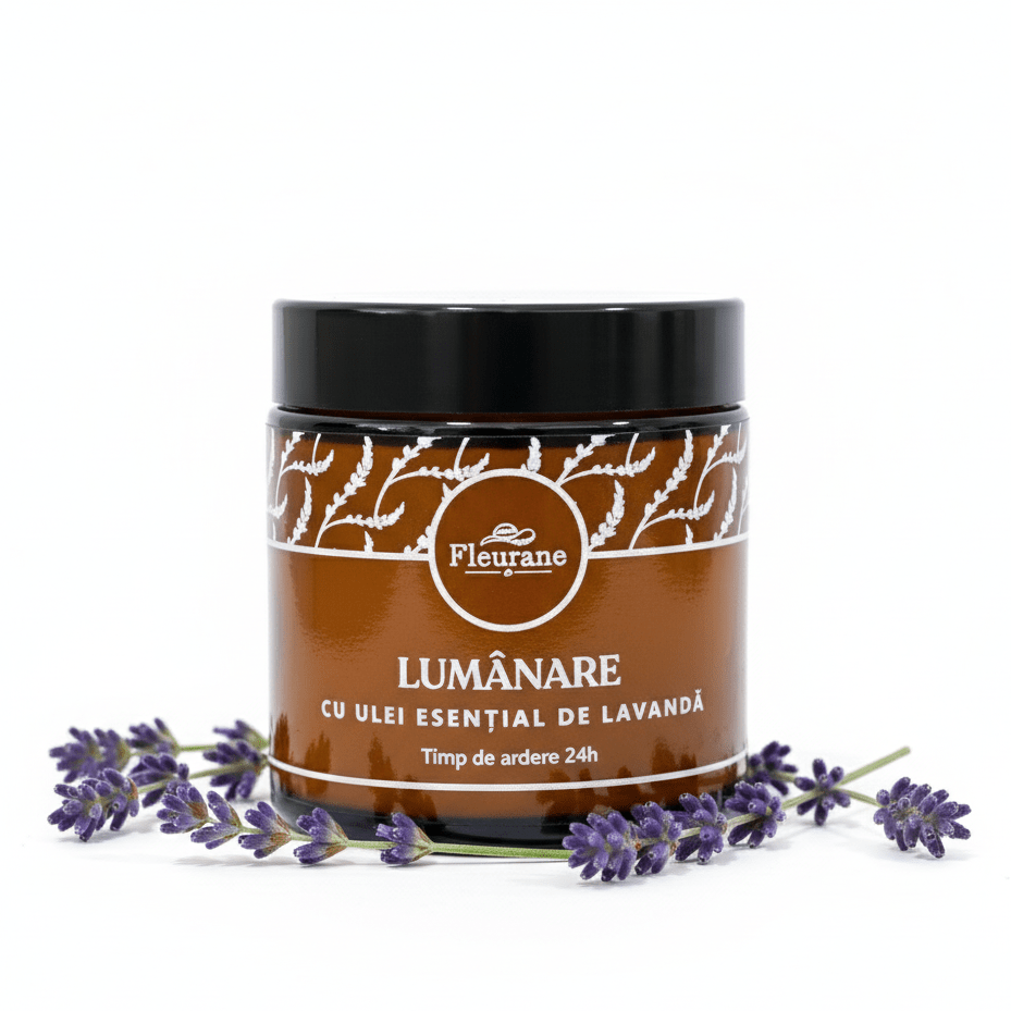 Lumanare parfumata cu ulei esential de lavanda - Fleurane.ro