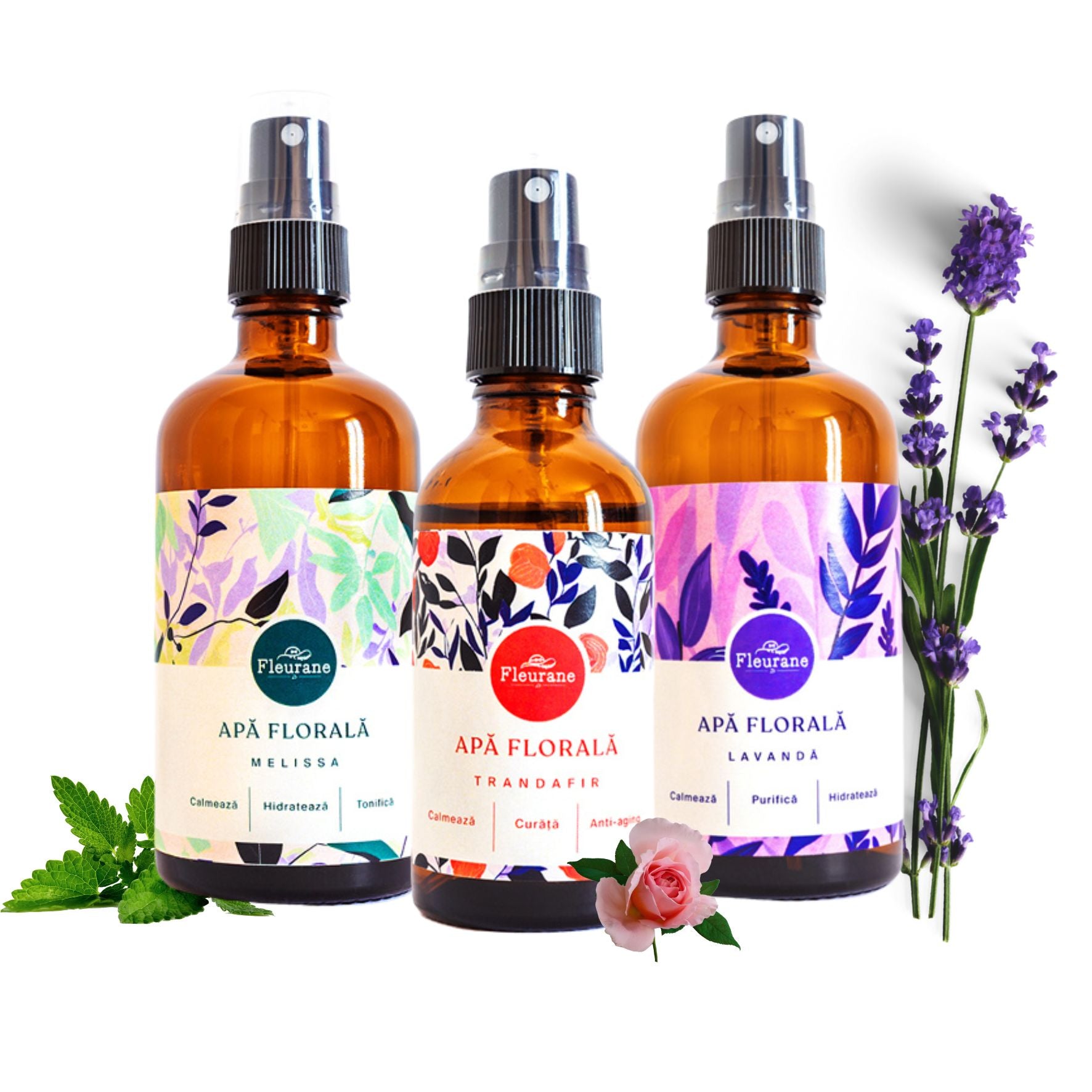 Set Cadou 3 Ape Florale – Cosmetice Naturale pentru Îngrijirea Pielii - Fleurane.ro